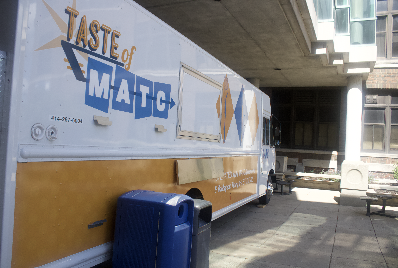 MATC’s Food Truck is parked underneath the bridge from the S Building to the M Building at the Downtown Campus. Three packed Food Truck classes were held over the summer and more sections of the course will be offered in the future.